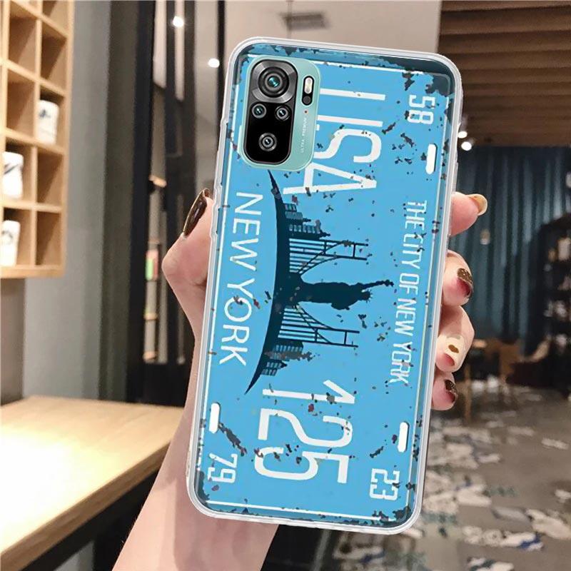 License New York Plate Number Soft Phone Case For Xiaomi Redmi Note 14 14S 13 12S 12 11S 11 11E Pro Plus 11T 10S 10 9S 5G Patter