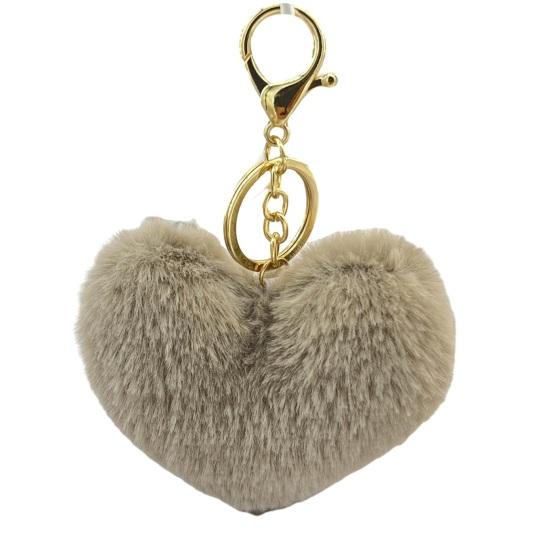 Breloc Inimă Pufoasă Breloc cu Pandantiv Blană Artificială de Iepure Pandantiv pentru Geantă Decorare Chei Mașină Accesoriu Etichetă Bagaj