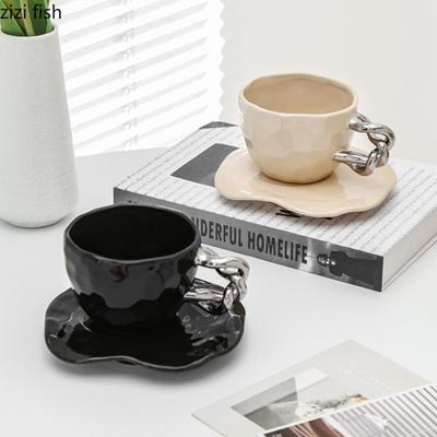 Ceramic Coffee Cup and Plate Set Afternoon Tea Cup Water Cups Tea Mug Breakfast Cups Dim Sum Dish Coffee Mug Milk Mugs