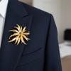 Vintage Luxury Flower Zircon Pin Corsage Ornament Metal Flower Brooch Chrysanthemum Brooch  Women