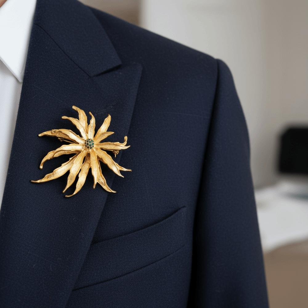 Banquet Chrysanthemum Brooch Vintage Formal Events Luxury Flower Zircon Pin Weddings Corsage Ornament Metal Flower Brooch Suit