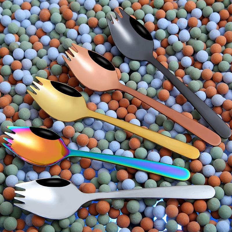 Creative Stainless Steel Dual-Purpose Noodle & Salad Spoon/Fork