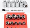 14-Piece Torx Star Hex Socket Set - E-Type Flower-Shaped, 1/2, 3/8, 1/4 Inch Sizes