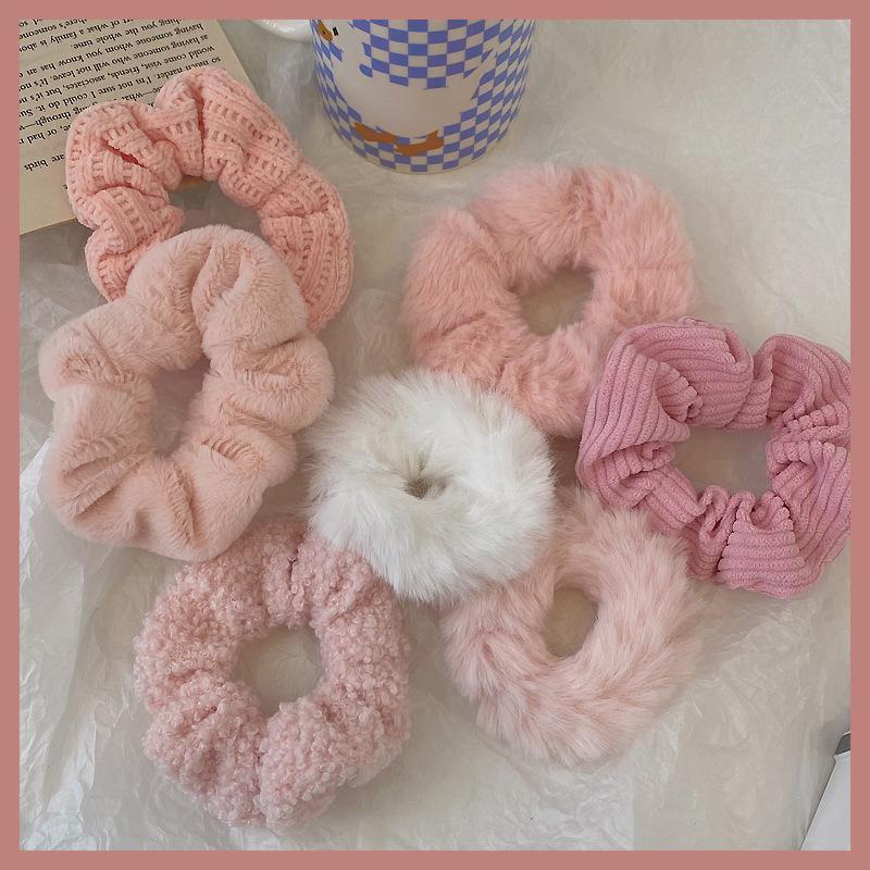 Milchkaffee Plüsch Haargummi: Dickdarm-Gummiband Haargummi für Damen, 2025 Herbst/Winter Lederummanteltes Haaraccessoire.