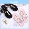 Stilvolle Damen Perlen Flache Strand Flip-Flops Hausschuhe Mit Anti-Rutsch Gemütliches Sandalen Design
