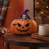 Realistic Witch Figurine Halloween Resin Pumpkin Figurine, Spooky Bat Detailed Tabletop Decor, Stable Compact Sculpture Base Mini Statue for