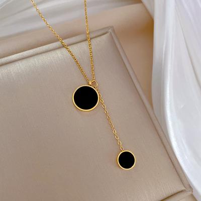 316L Stainless Steel Circular Pendant Necklace Women's Girls New Trend Non-fading Choker  Wholesale