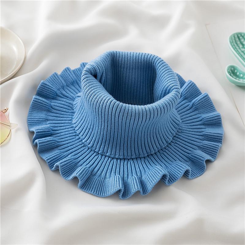 

Женский толстый вязаный шарф-пуловер: Теплый, универсальный чехол для шеи на осень и зиму с декоративным воротником синий