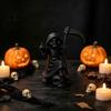 Halloween Room Decor 3D Printed Cute Grim Reaper Figurine, Skeleton Little Statue with Figurine Scythe & Skull Base, Funny Gothic Desktop Ornament