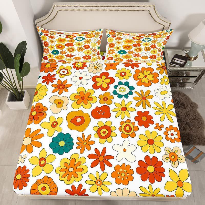 Mushroom Pattern Bed Hat Three-Piece Digital Printing Bed Hat Bedding Set Adult Children