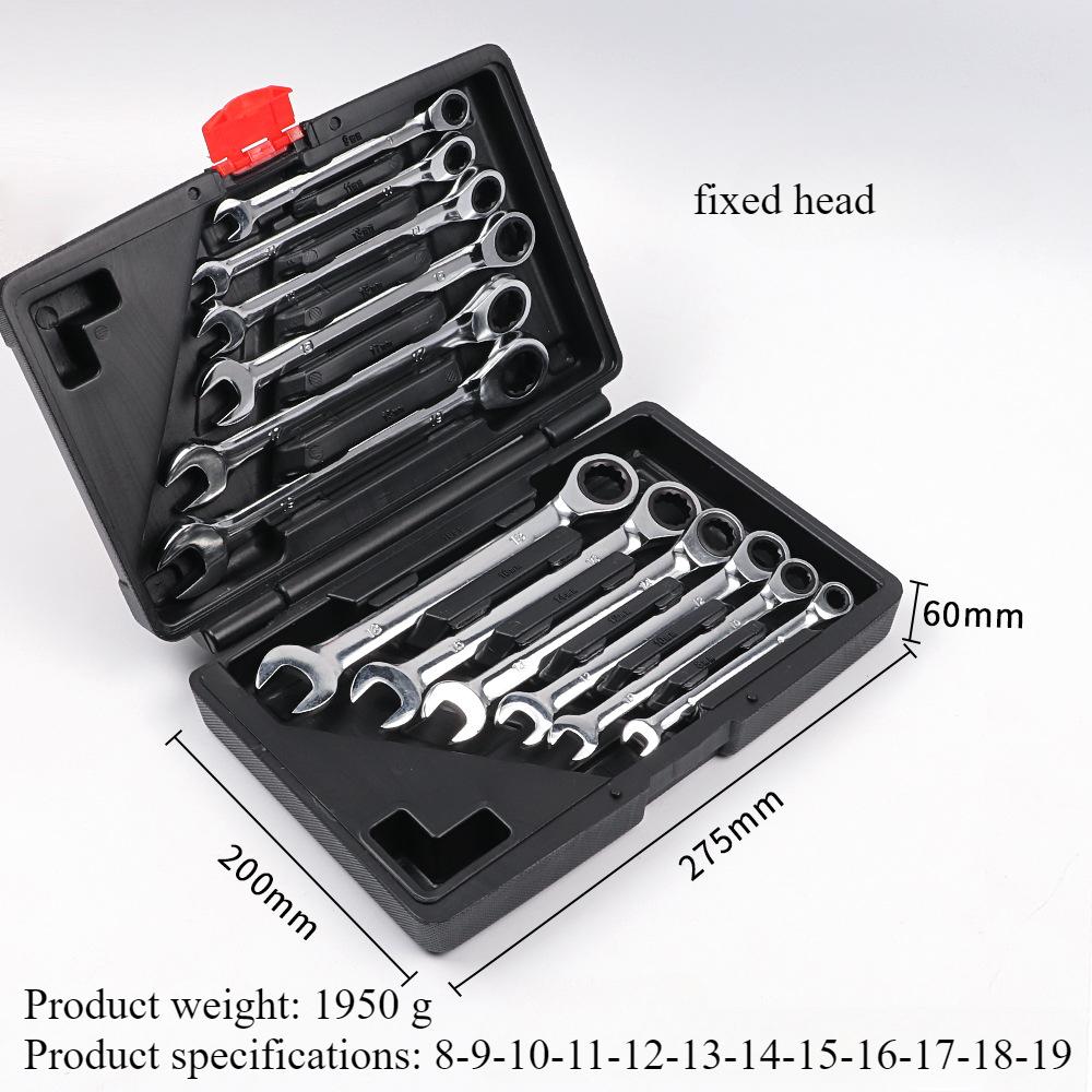 

Набор из 12 рожковых ключей с гибкой головкой и трещоткой, метрические 8мм-19мм, инструменты, 72 зуба, комбинированные накидные ключи, хром-ванадиевая сталь