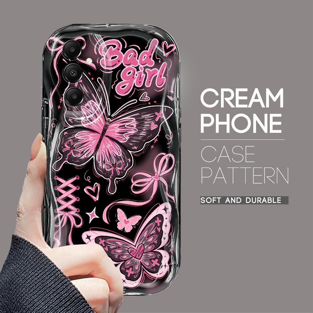 

Милый мультяшный узор, кремовая текстура, мягкий силиконовый чехол с волнистыми краями, чехол для телефона Samsung Samsung S24 FE чёрный