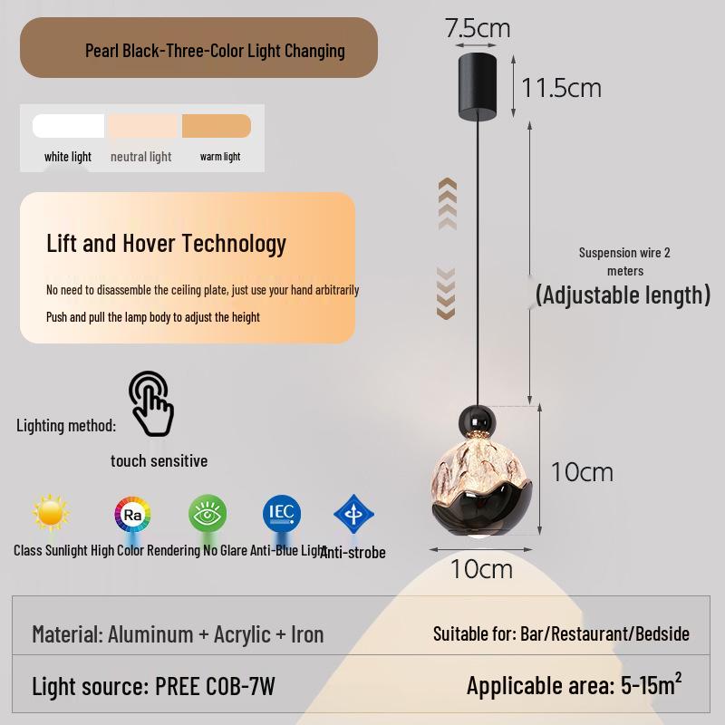 Italian Luxury Adjustable Pendant Light with Hand Sweep Sensor for Bedroom
