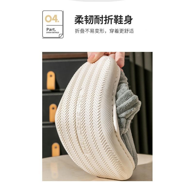 Unisex Warm Fuzzy Closed Back Thick Sole Indoor Home Winter Cotton Slippers