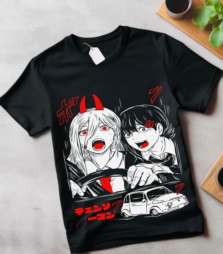 

Anime Chainsaw Man T-Shirt Chainsaw Man CSM Denji Power Black Shirt All Sizes XL