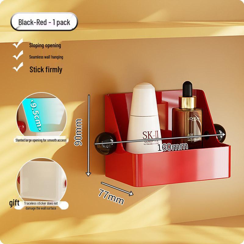 Caja de Almacenamiento para Baño Montada en la Pared sin Taladro con Espejo abatible y Portacotones con Tapa antipolvo.