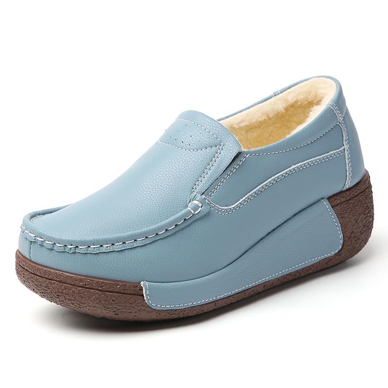 Fashion Cow Suede Platform Shoes Plush Warm Walking Shoes Women Winter Cotton Shoes Non-slip Mother Shoes