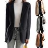 Women Winter Coat Solid Color Loose Lapel Thicken Cardigan Keep Warm Long Sleeves
