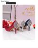 2025 New Pointed Thin Heels High Heels Satin Surface Large Rhinestone Buckle Women's Single Shoes Wedding Shoes Bridesmaid Rhinestone Fashion Shoes