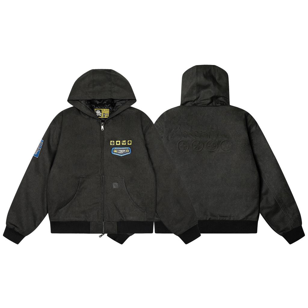 Neue trendige Unisex-Denimjacke mit gesticktem Broken Planet