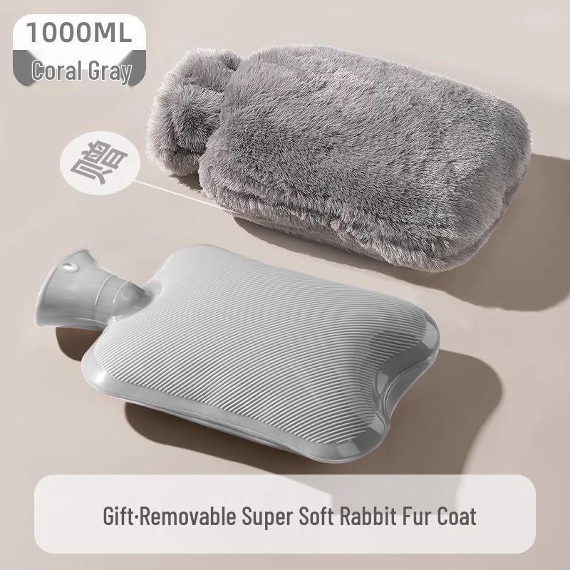 Large Portable Explosion-Proof Hot Water Bottle with Thickened Hand Warmer and Imitation Rabbit Fur