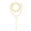 Design Sense Irregular Special-Shaped Ccb Beaded Long Necklace, Metal Water Drop Pendant, Round Bead Chain Necklace