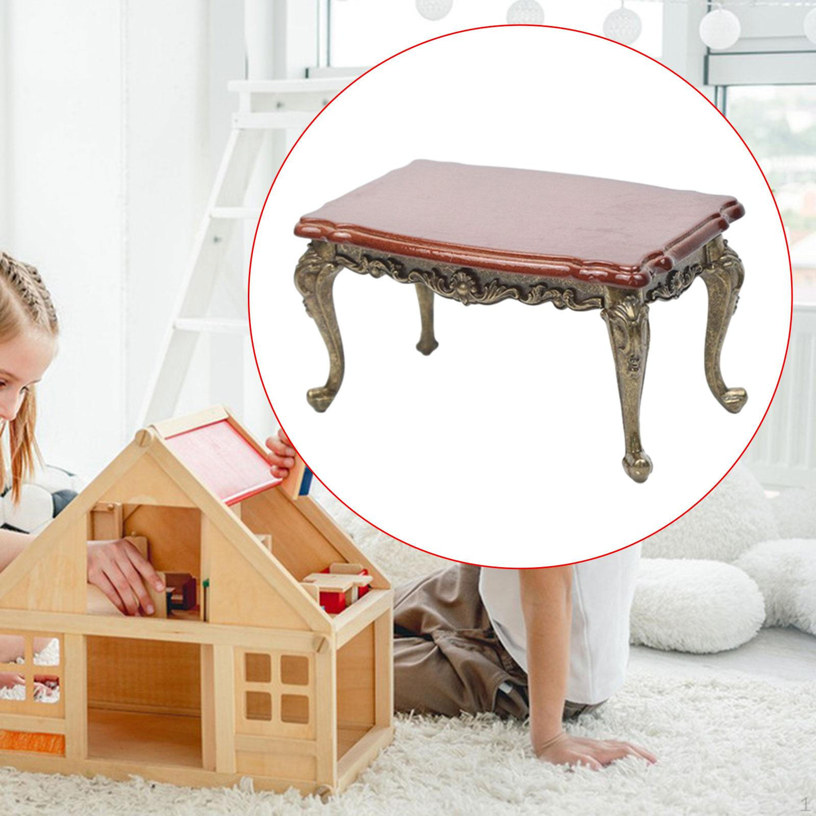 

1/12 Кукольный домик Миниатюрная модель Стол Прямоугольный стол Кукольные аксессуары Украшения Large with cyan leg