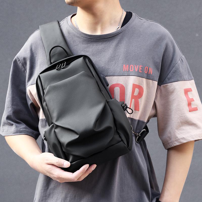 Men's Trendy Single Shoulder Crossbody Sling Backpack - Lightweight Solid Color Casual Bag