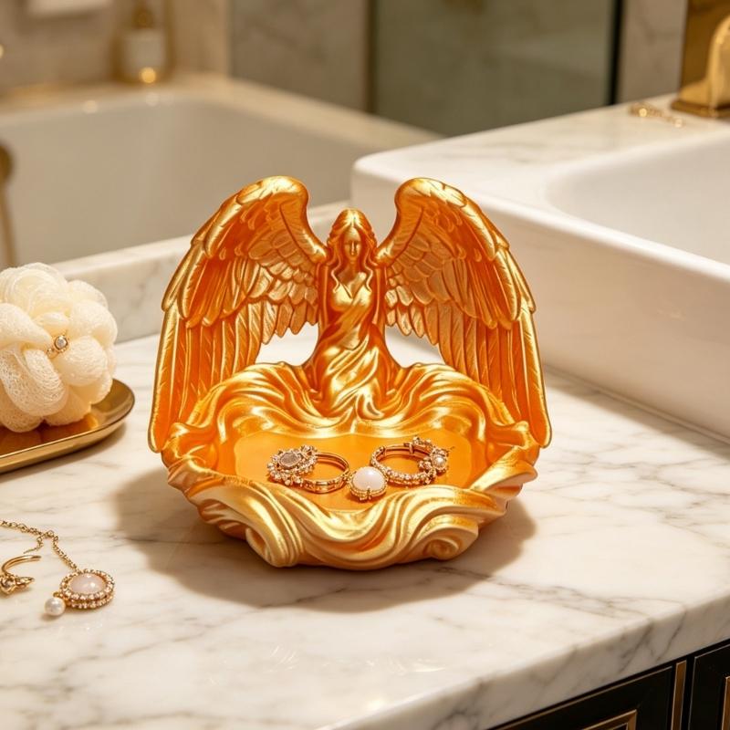 Detailed Angel Wing Shape Decorative Tray Display Plate Suitable for Jewelry Storage and Vanity Table Organization