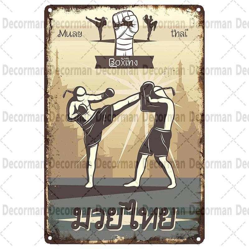 [ Mike86 ] Muay Thai Blechschild Wand Haus Boxen Thailand Metall Poster Kunst Malerei Kneipe LTA-3188 20*30 CM Vintage Dekoration