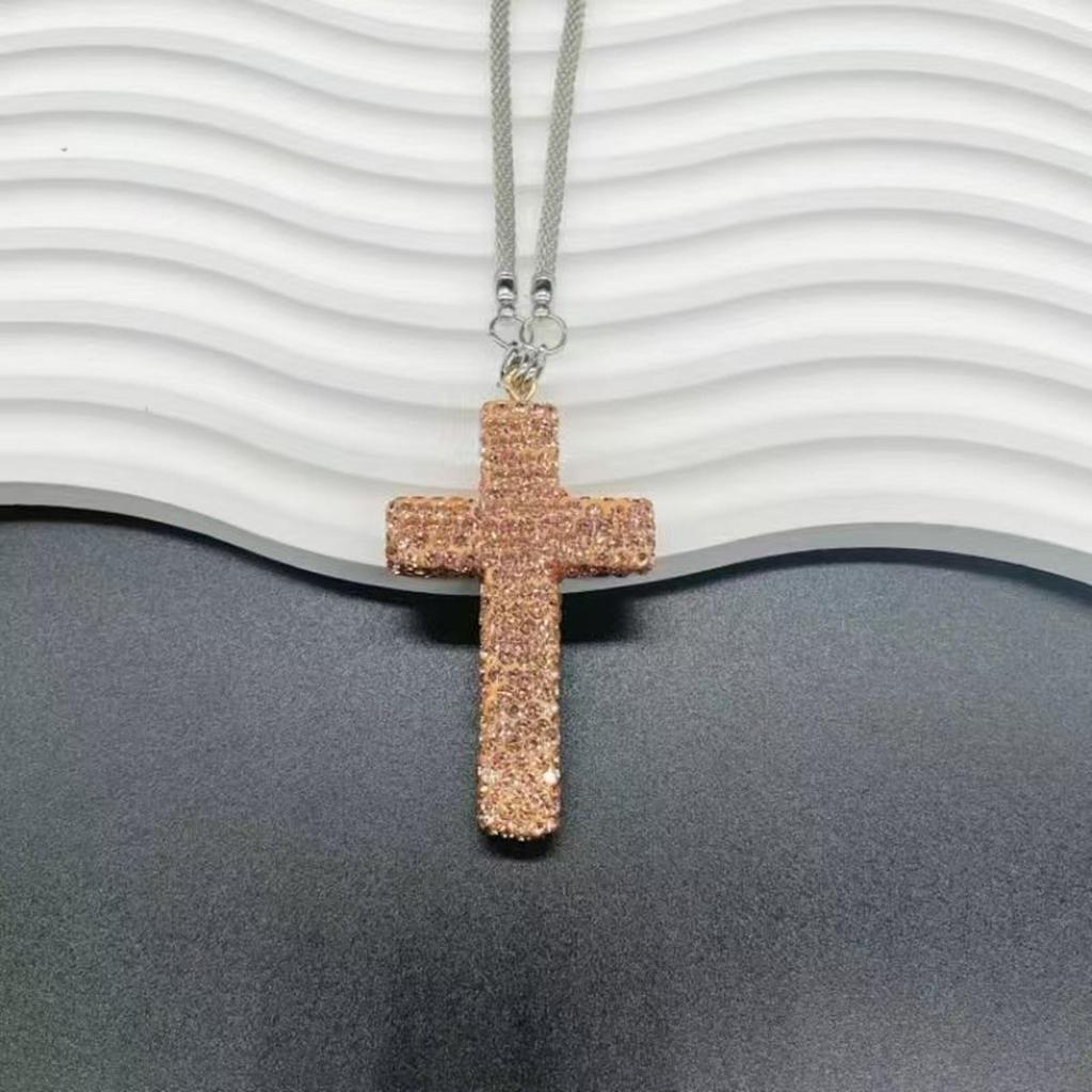 Rhinestones Embedded Clay Crucifix Hanging Charm For Cars Trucks SUVs And Indoor Decorative Use Hanging Pendant