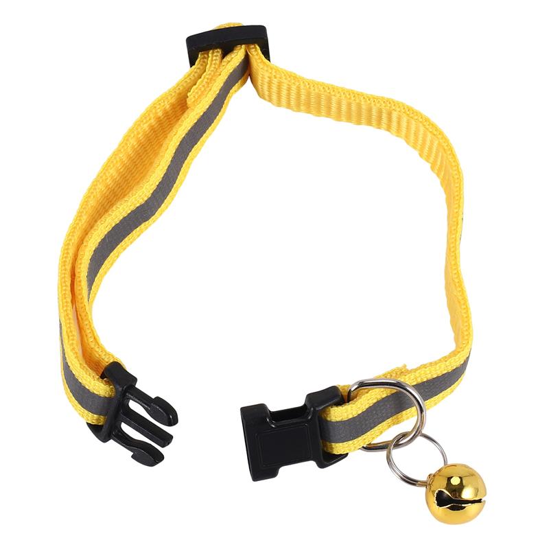 A20F-Adjustable Reflective Pet Collar Safety Release Buckle With Bell For Cat Dog