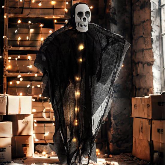 Halloween Hanging Skeleton Ghost Decoration Outdoor Large 35" Scary Flying Grim Reaper for Yard Patio Lawn Garden Haunted House Prop
