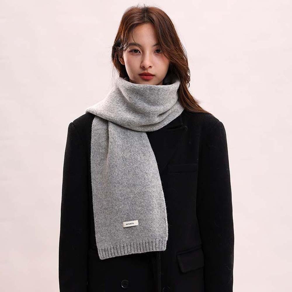 Cold-proof Long Thickened Neckscarf Solid Color Winter Warmer Scarf Knitting Wool Scarf Outdoor