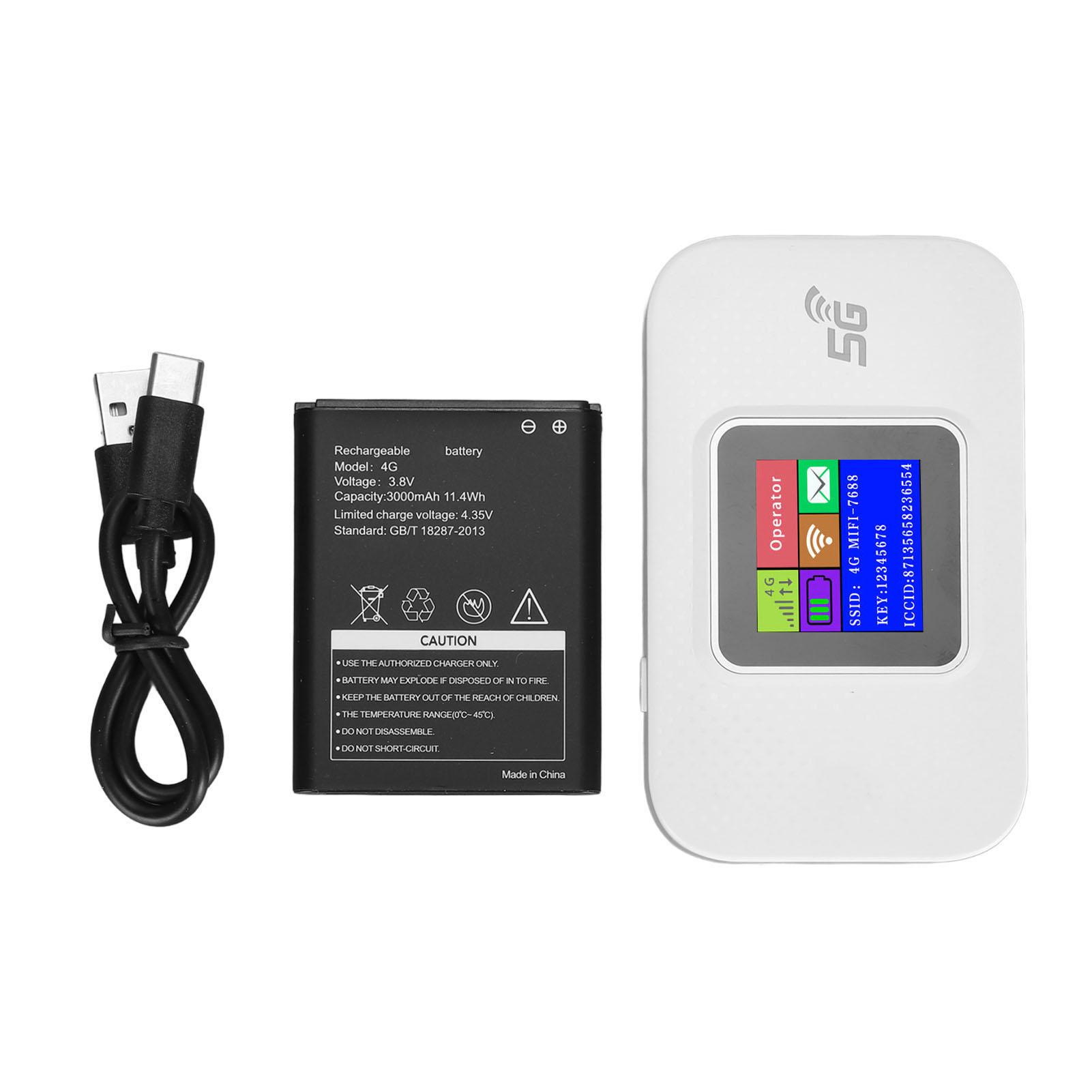 

Портативний 4G LTE WiFi Бездротовий Роутер USB РК-дисплей 300 Мбіт/с Високошвидкісний Доступ до Інтернету До 10 WiFi Пристроїв 4G Мобільний WiFi для Європи білий