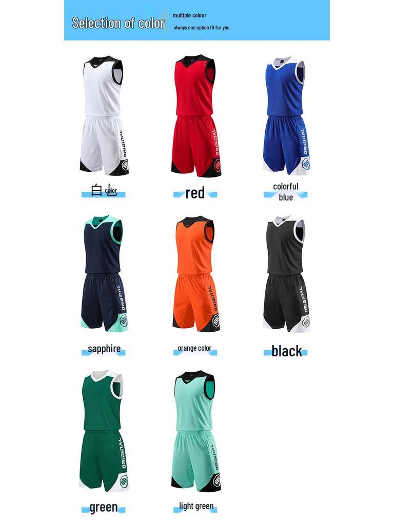 Men's Summer New Style Breathable Basketball Suit with Logo and Color Print