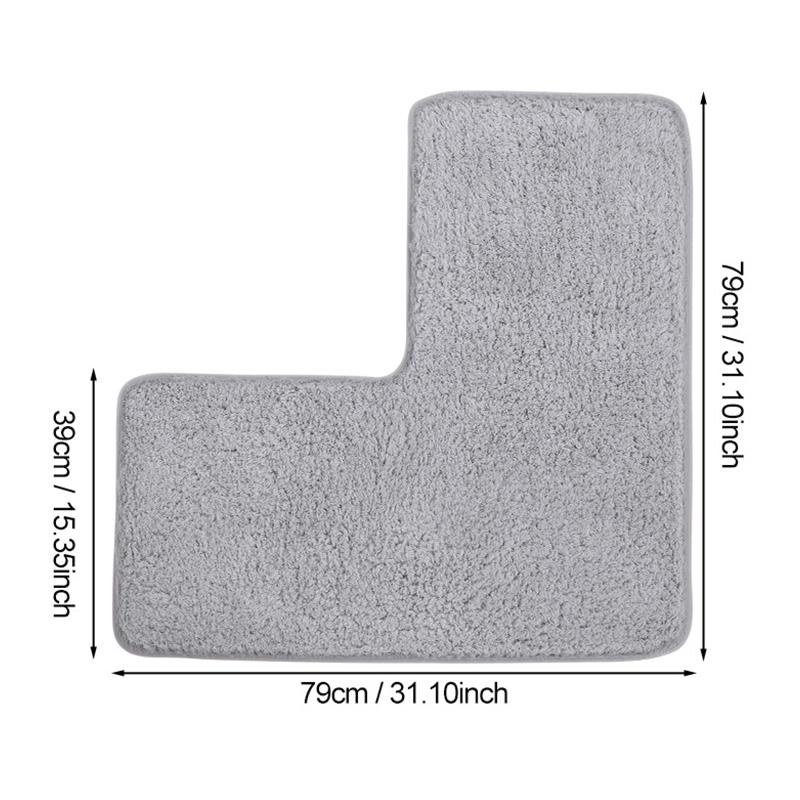 Bathroom Absorbent Foot Mat Shower Room L-Shaped Furry Flannel Bathroom Floor Mat Thick Nonslip Bathroom Mat Toilet Entrance Mat