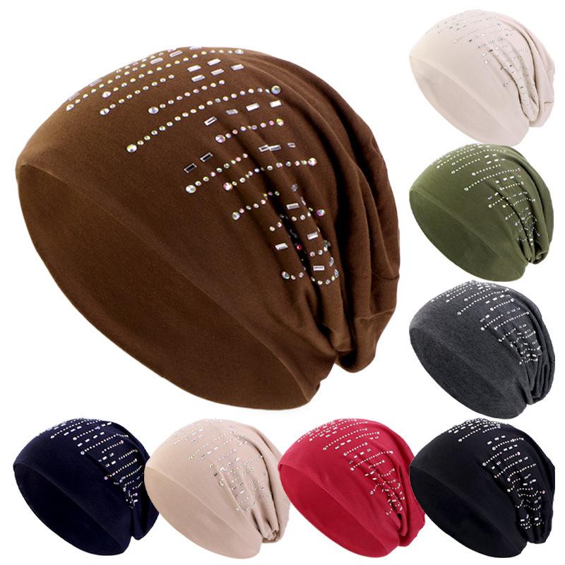 Men's and women's hot diamond cotton pullover hats, ear protection headscarf hats, confinement hats, stacking hats JDU-