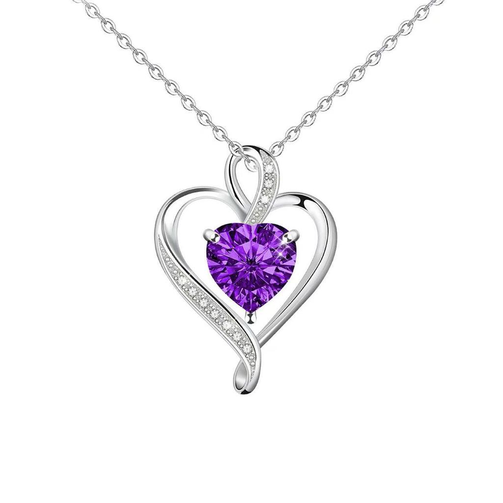 Love At First Sight Heart Zirconia Necklace & Earring Set - Versatile Heart Pendant Clavicle Chain