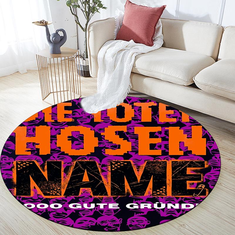 Benutzerdefinierter Name,Runder Teppich im Die Toten Hosen Muster,Teppich für Wohnzimmer Schlafzimmer Spielzimmer,Rutschfeste Bodenmatte,Urlaubsgeschenke und Geburtstagsgeschenke.