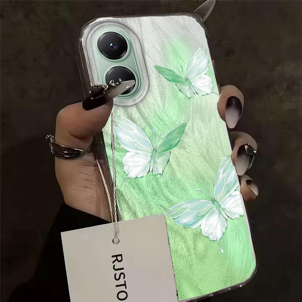 Green Butterfly Colorful Gradient Women Girls Phone Case for Xiaomi Poco X5 X7 M6 Pro X6 X3 Pro NFC C75 C71 C65 C61 M5S Cover