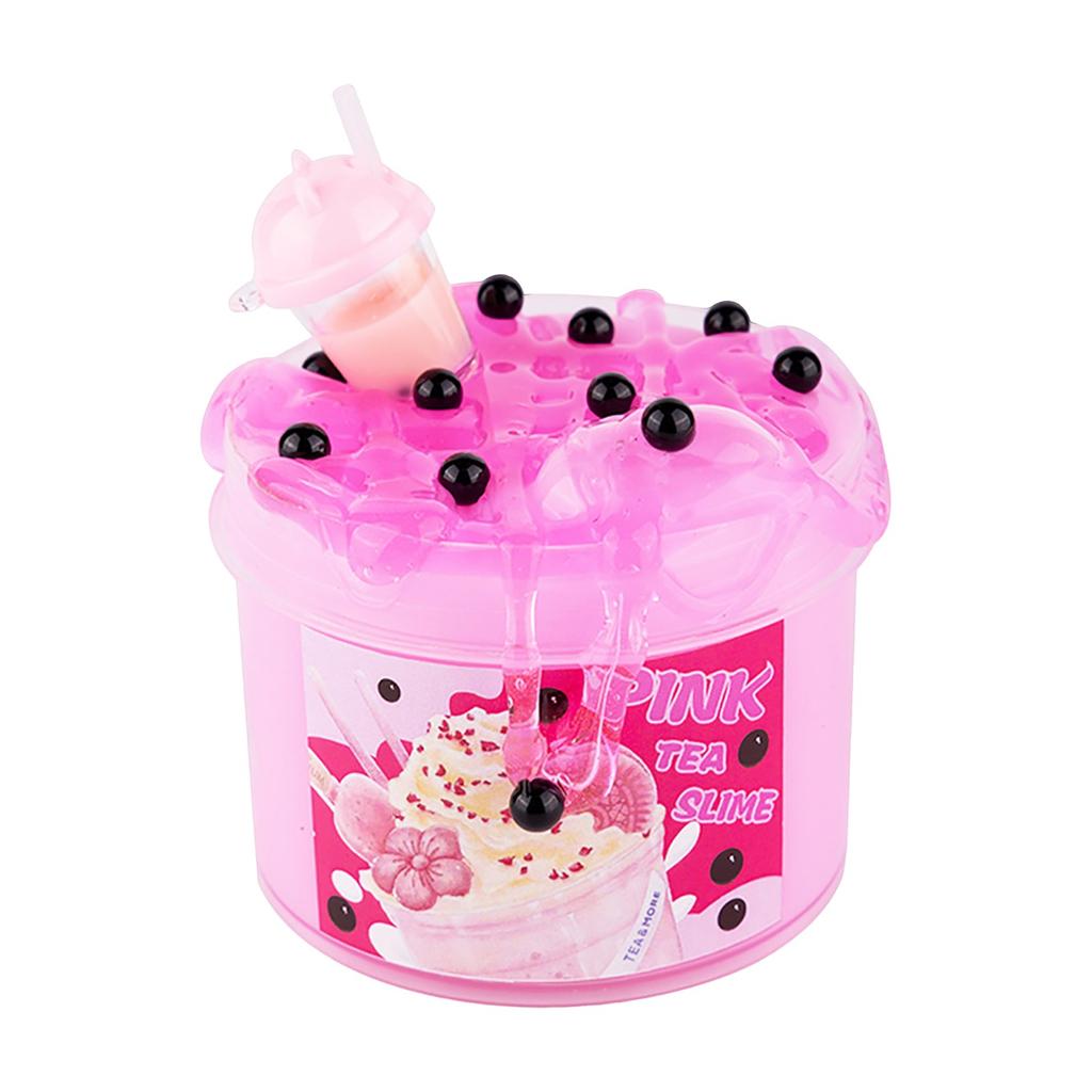 Crystal Mud Does Not Stick To Your Hands Pearl Milk Tea Slime Bubble Glue Children's Toy Set Decompression Color Mud
