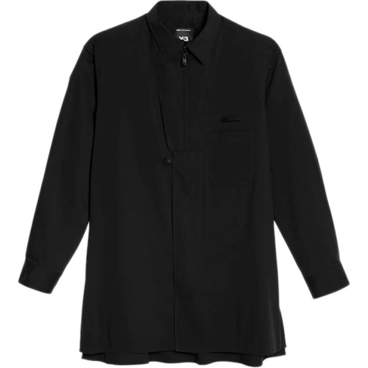 

Y-3 Solid Color Polo Collar Zipper Loose Long Sleeve Shirt Men shirts Black IW7461 S