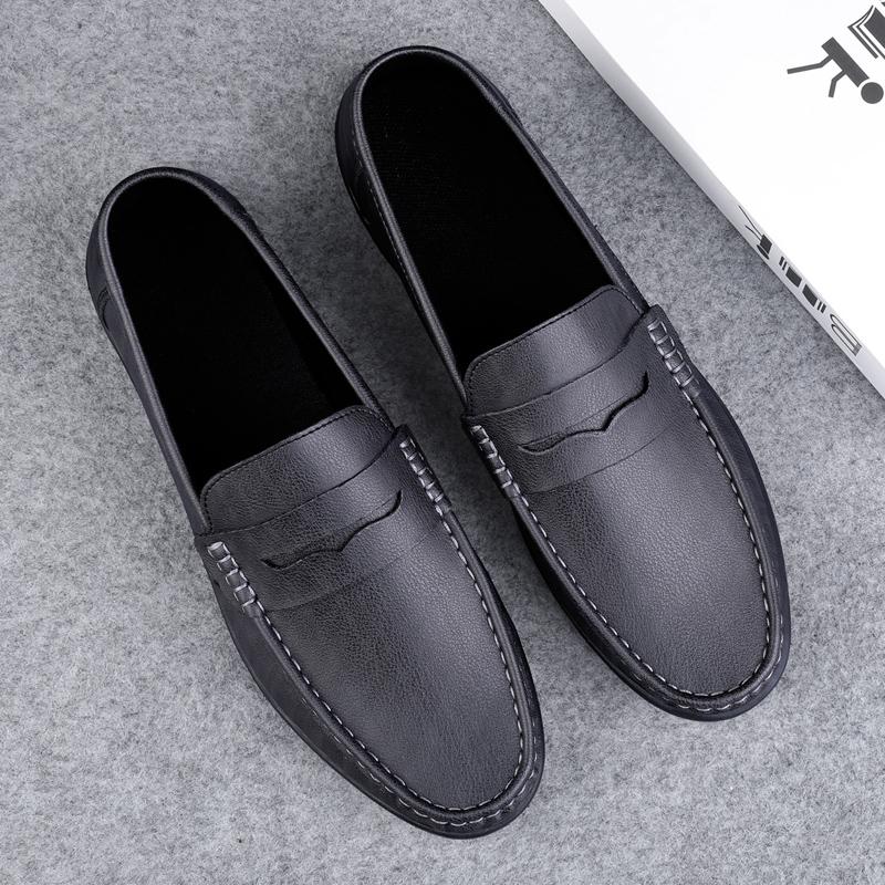 Leather Men Casual ShoesBrand Soft Mens Loafers Moccasins Breathable Slip On Black Driving Shoes Plus Size 37-47 Walking Shoes