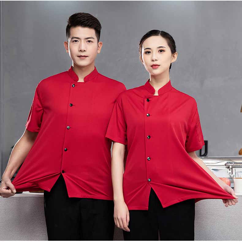 Summer Cool Unisex Chef Jacket Breathable Short Sleeve Cook Shirts Men and Women Restaurant Hotel Uniform Catering Work Coat