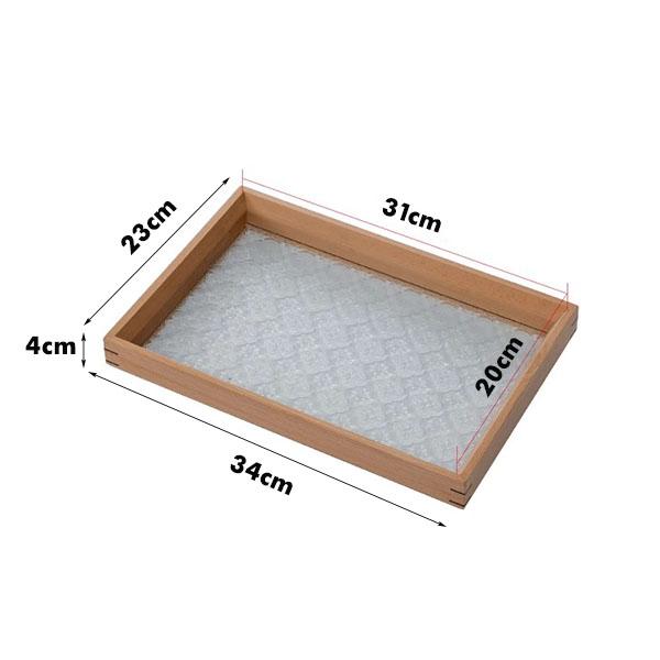 Vintage Holz Serviertablett mit verstärktem Glas, Rechteckiges Dekoratives Tablett für Wohnzimmer, Couchtisch, Kerzenpräsentation