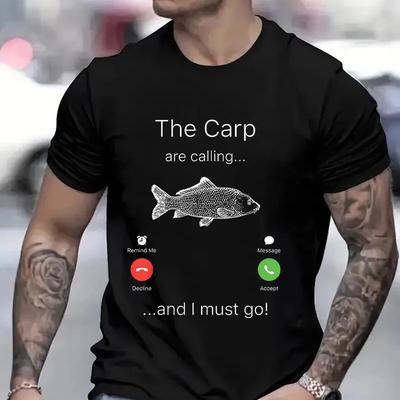 Fishing The Carp Are Calling and I Must Go Funny Vintage Men's T-Shirt New Fashion Summer Casual Harajuku Tshirt Printed Men Top