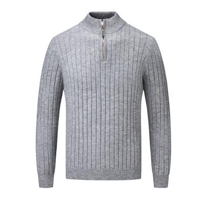 Spring And Autumn Men'S Semi-Knitted Sweater Turtleneck Zipper Fashion Solid Color Pullover Casual Sweater Men'S