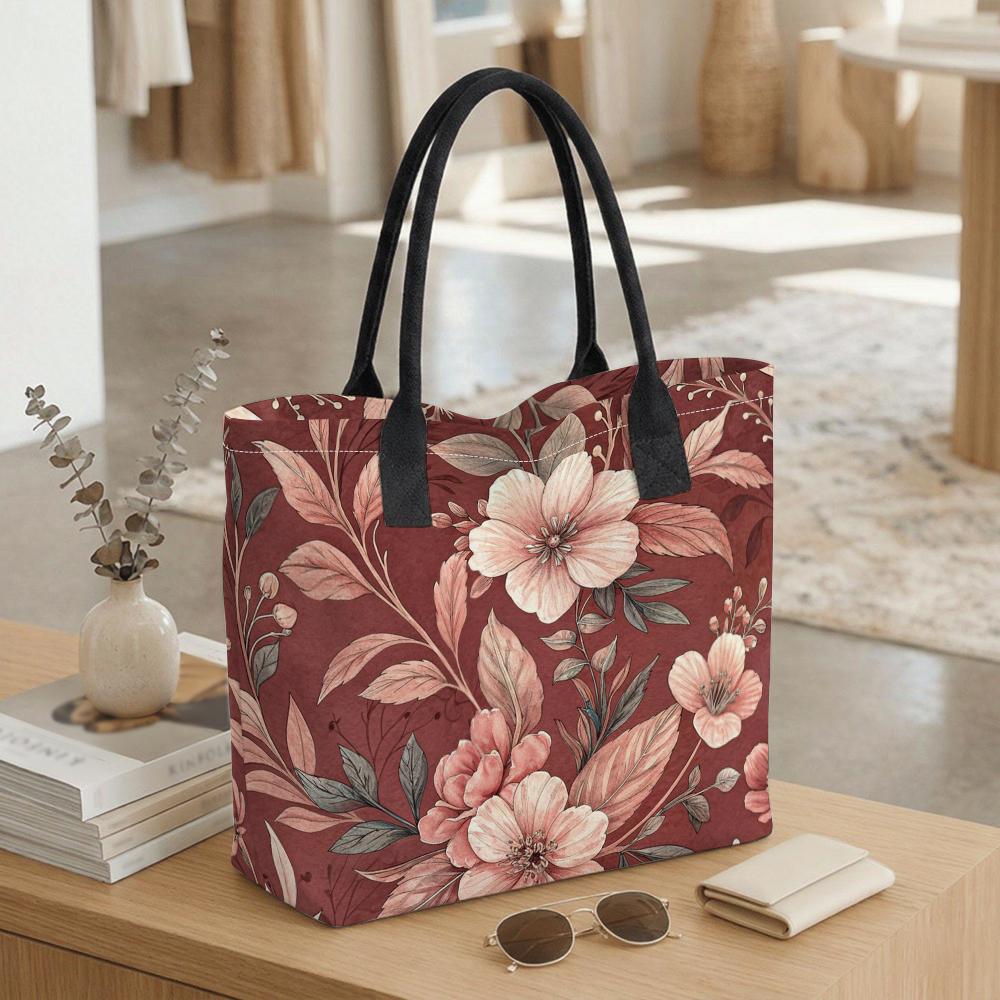 Boho Floral Printed Tote Bag Casual Large Capacity Daily Shoulder Handbag