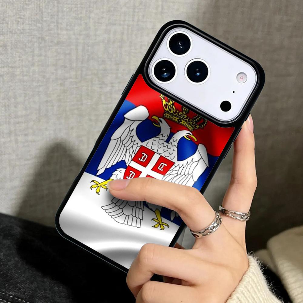 Capa Case for iPhone 17 Air 16 Pro Max 15 Plus 11 13 Mini 14 12 Back Phone Cover Flag of Serbia Serbian